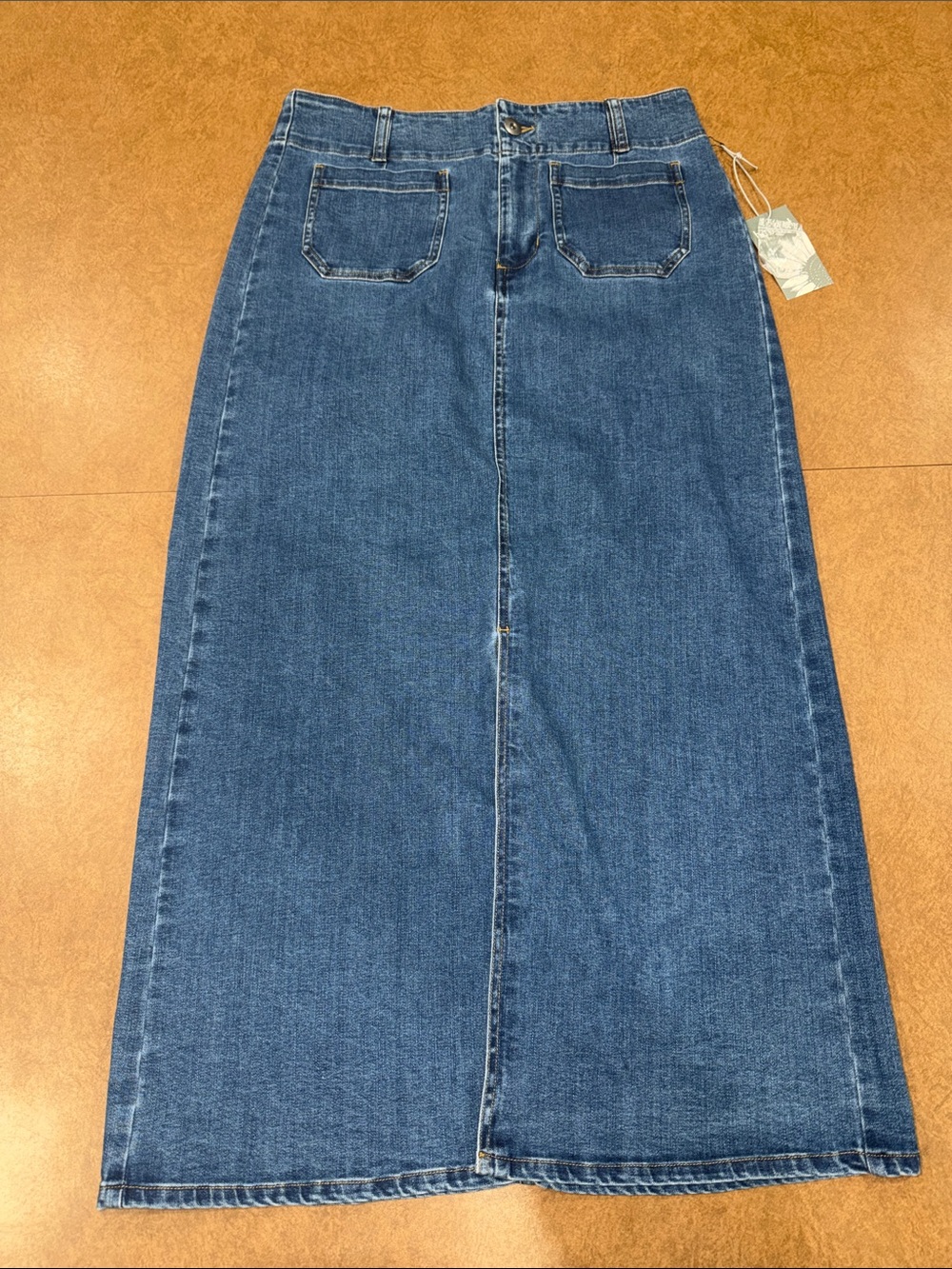 NWT • Habitat Blue Denim Maxi Skirt - A-Line Wide Silhouette • Size 10